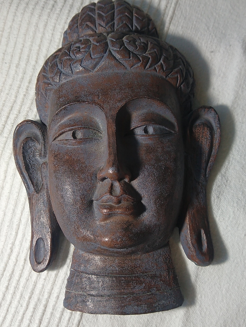 Handcrafted Patina Buddha Wall Art Mask - Decorative Home Accent